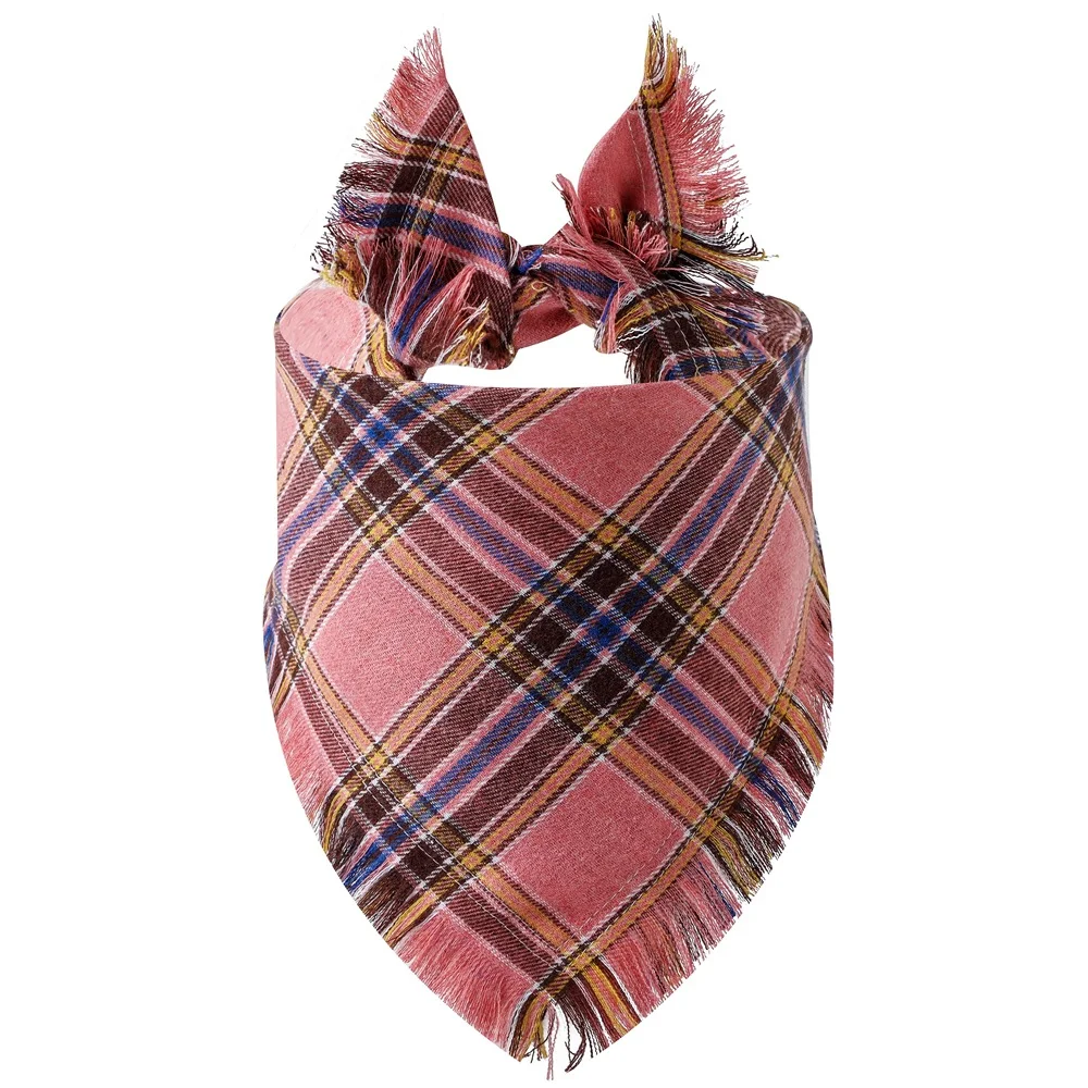 Plaid Tassel Triangle Scarf for Pet Dogs, a stylish and comfortable accessory for your furry friend, adding charm with a — photo 11