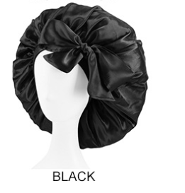 Touca de banho feminina, cor sólida, com laço, renda e formato redondo grande. Protege o cabelo durante o banho com estilo e conforto. — foto 1