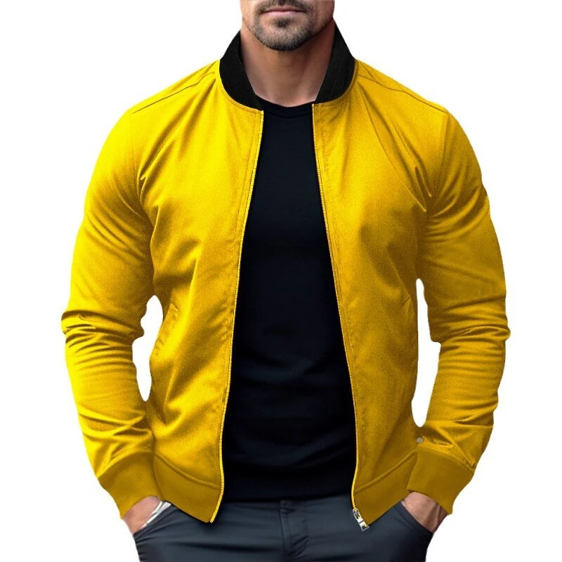 Title 4, Mens stand collar long-sleeve zipper jacket. A...