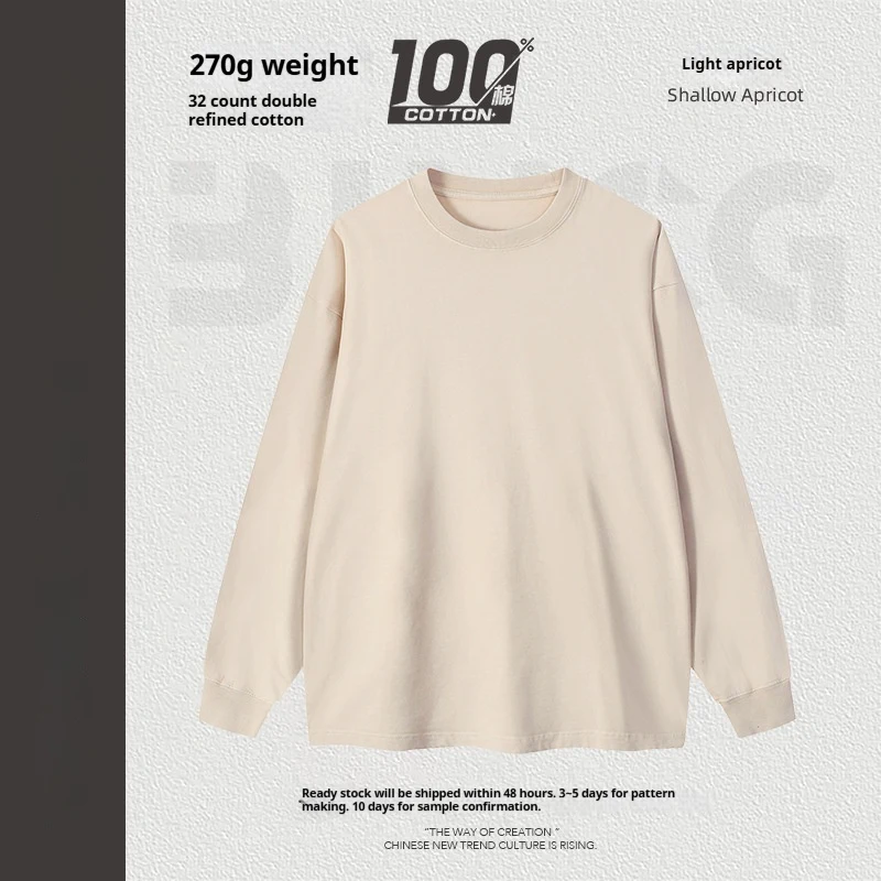 Camiseta masculina de manga longa estilo americano, com efeito de neve, lavada e retro. Perfeita para o outono e inverno. — foto 5