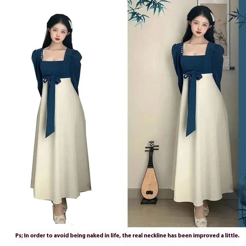 New Chinese Style Autumn And Winter Dress Women's Stitching French Retro. Experience elegance and warmth with this styli — photo 10