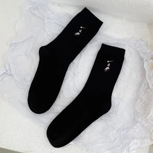Title 6, Cartoon Embroidered Double-needle Cotton Socks