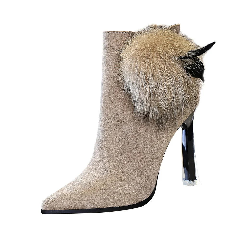 Pointed rabbit fur boots for women, warm and stylish winter footwear. Experience ultimate comfort and unique style in th — photo 5