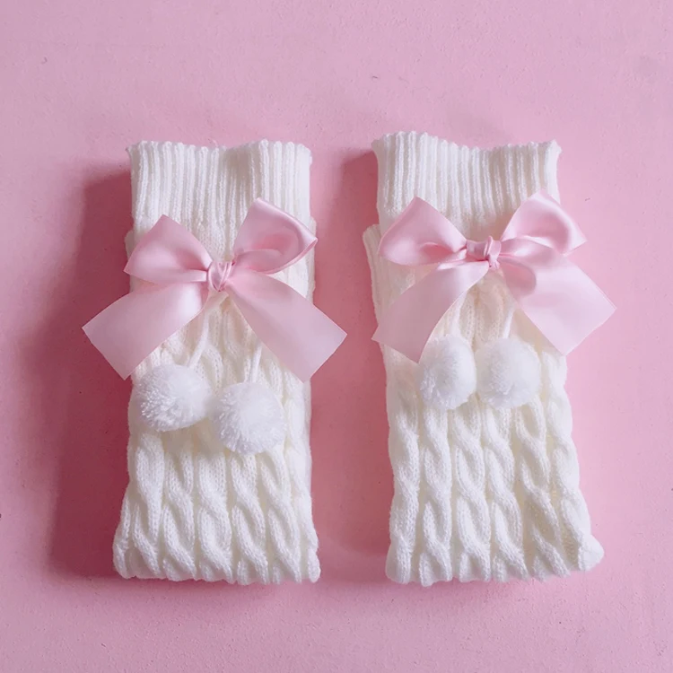 Title 4, Girls Daily Knitted Pile of Wool Ball Bow Sock...