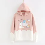 Moletom com capuz fino de manga comprida estampado com bloqueio de cores — foto 2