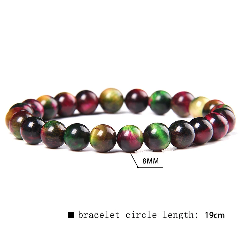 Pulseiras de contas coloridas de pedra natural dispersas 8mm, estilo elegante e atemporal, perfeitas para qualquer ocasião. — foto 4