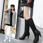 Botas de rede vazadas de verão para mulheres, botas brancas de cano alto, tamanhos grandes e pequenos, calçados femininos estilosos. — foto 1