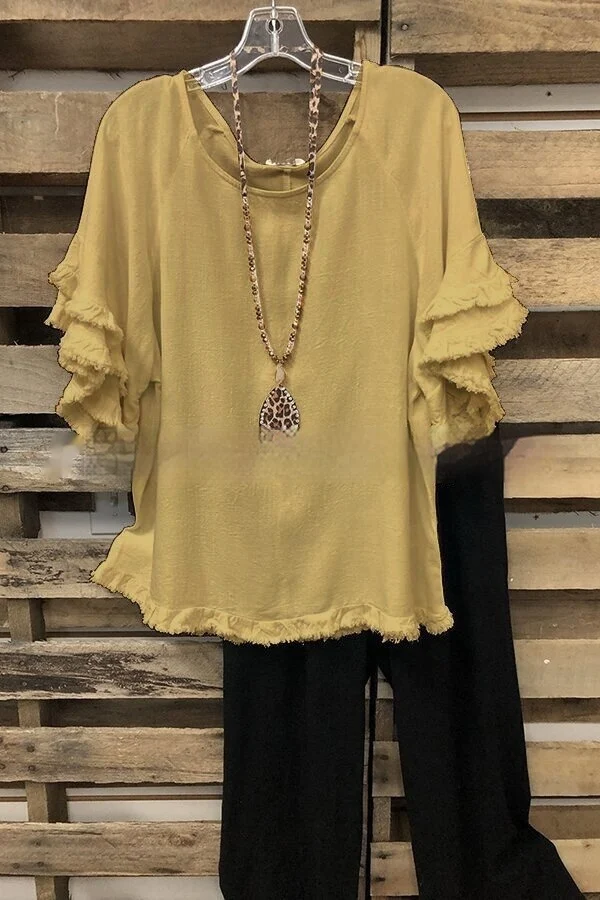 Title 6, European And American Loose Plus Size Ruffle Sl...
