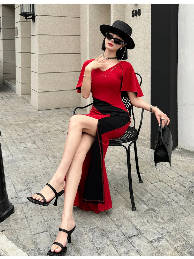 Title 13, Elegant Graceful Fashion Colorblock Fishtail Dr...