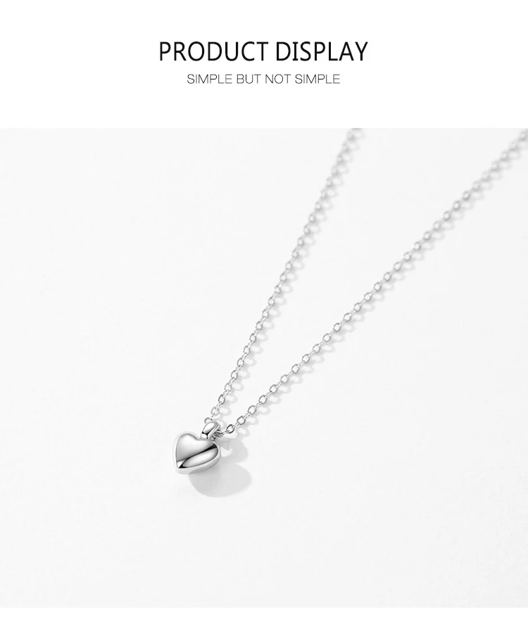 Colar com pingente de coração de prata esterlina para mulheres, simples e charmoso, perfeito para uso diário ou presente especial. — foto 1