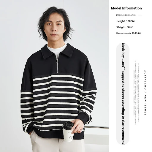 Title 5, Koreaanse Sweater met Lapel, Contrastkleuren en...