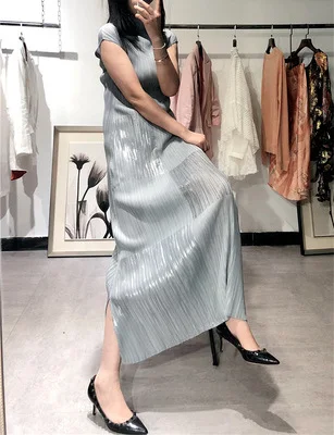 Summer Stand Collar Bronzing Pleated Dress — photo 6