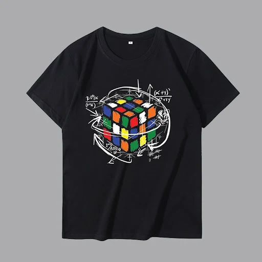 Title 3, Melting Cube Creative Personality Short-Sleeved...