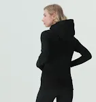 Fleece-Sweater mit durchgehendem Reißverschluss für Fitness, Laufen und Langarm. Warme Kapuzenjacke für Damen. Sport-Top. — foto 6