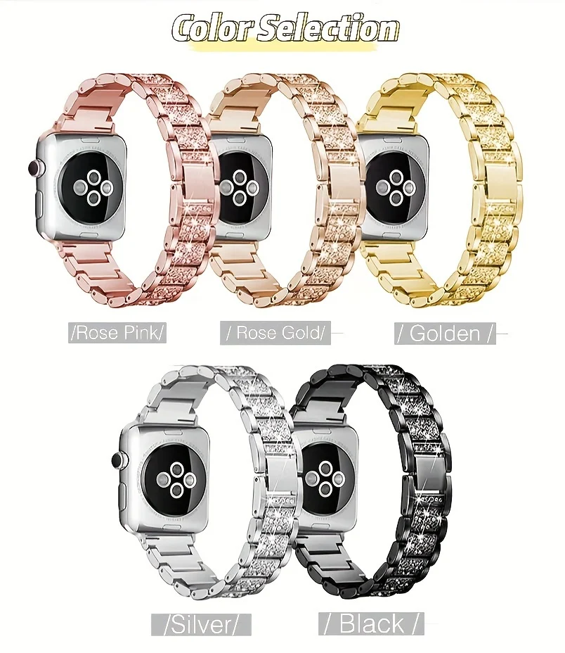 Title 3, Metal Diamond-encrusted Watch Band for luxuriou...