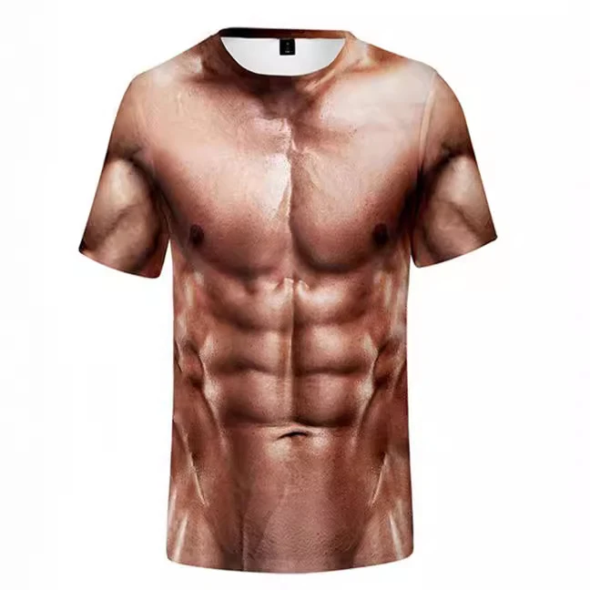 Camiseta Masculina Casual Manga Curta Gola Redonda 3D Estampada Confortável e Fresca para o Verão Roupa Moderna — foto 1