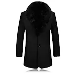 Men's Wool Solid Color Plus Velvet Lined Large Fur Collar Warm Windbreaker for Cold Weather — photo 7