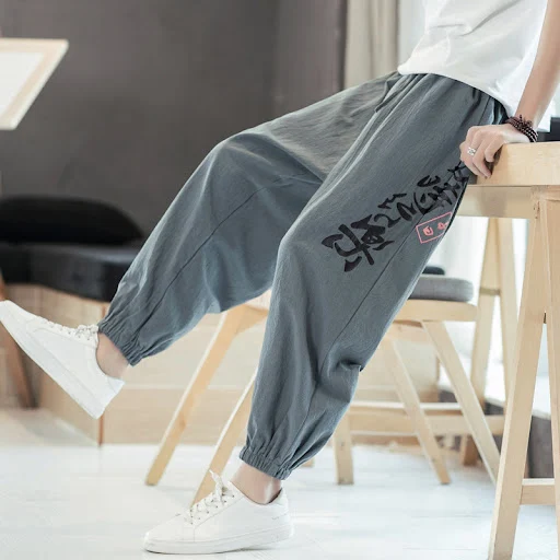 Title 3, MenS Casual Pants Korean Style Trendy Wide Leg...