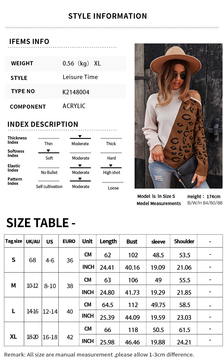 Title 1, Pullover Leopardenmuster Nähte Oberteil Weste L...