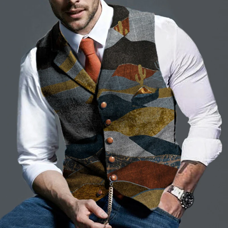 Title 3, Colete masculino camuflado com lapela e corte s...