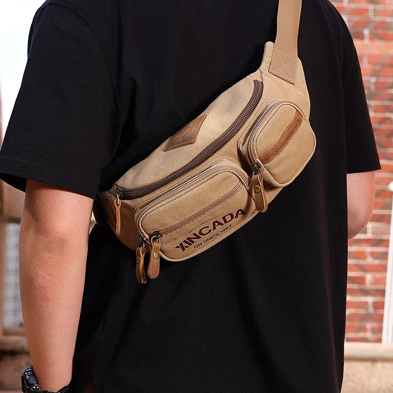 Bolsa de peito de lona com uma alça para atividades ao ar livre Confortável e resistente Perfeita para aventuras, viagens e uso diário Design moderno e prático — foto 6