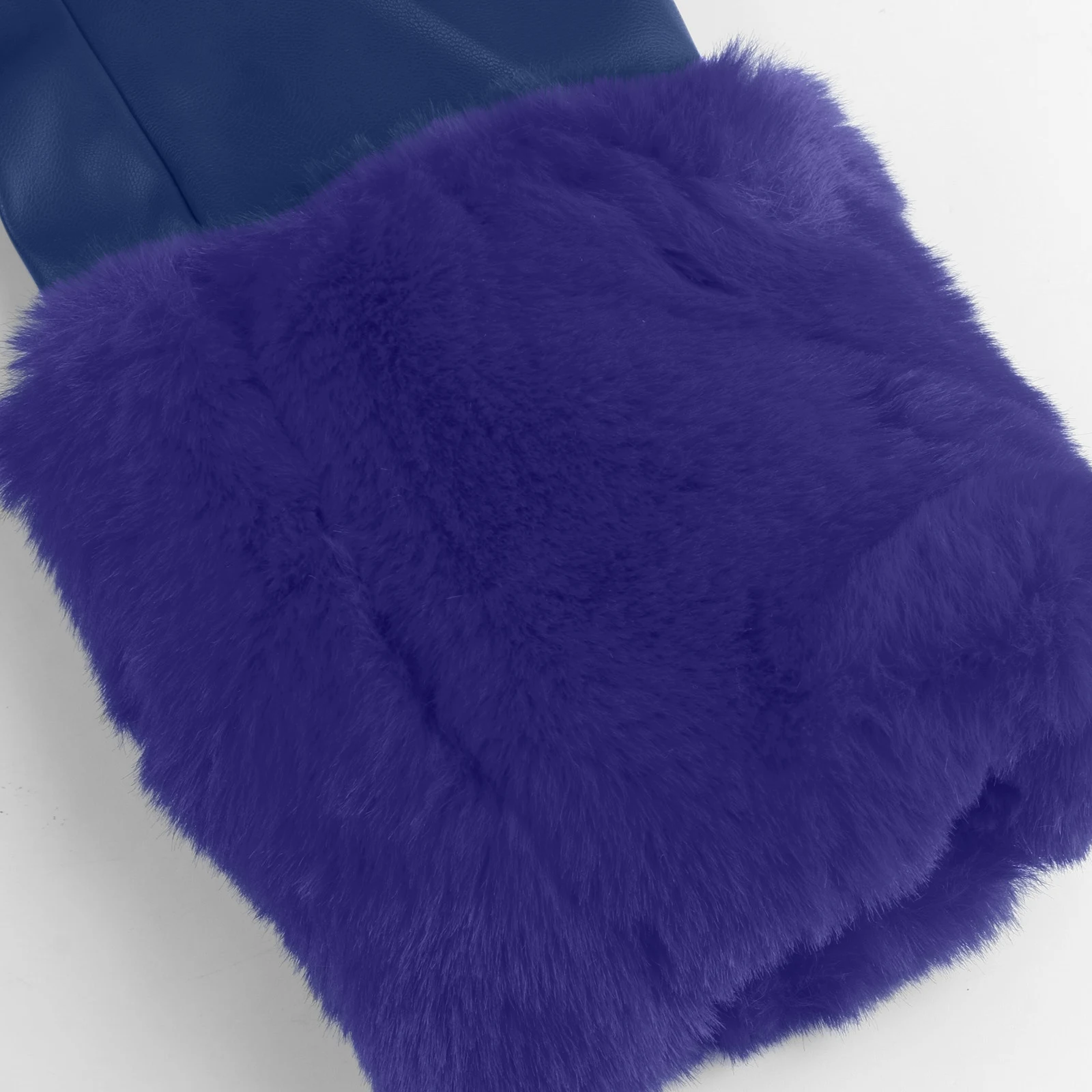 Title 10, Womens PU Jacket with Fur Collar and Zipper. L...