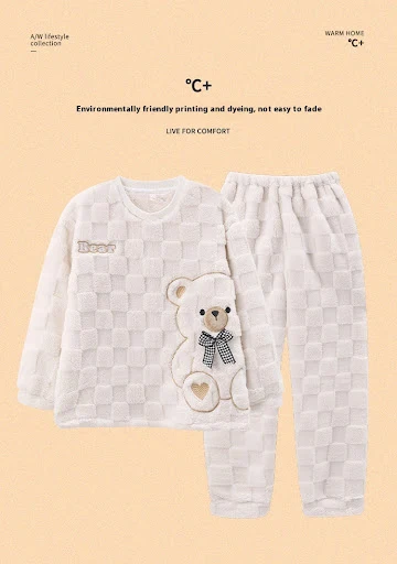 Title 2, Cartoon Coral Fleece Pajamas Womens Pullover L...