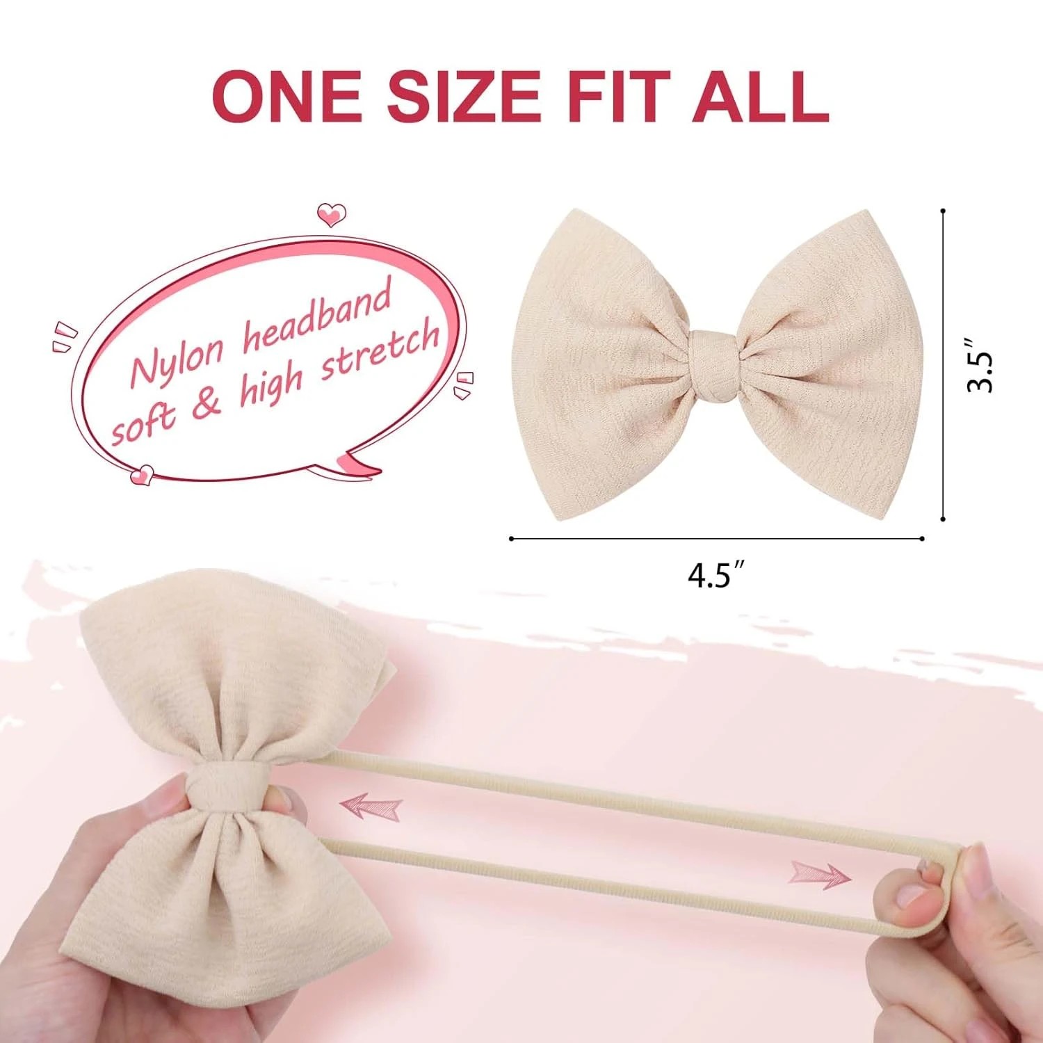 Faixas de Cabelo Macias para Bebê Menina, Tiara de Nylon com Laço, Acessórios de Cabelo para Recém-nascidos, Infantes e Crianças — foto 2