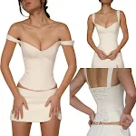 Camicia da donna con lacci e cinturino superiore in cotone che contrae la pancia attillata — foto 16