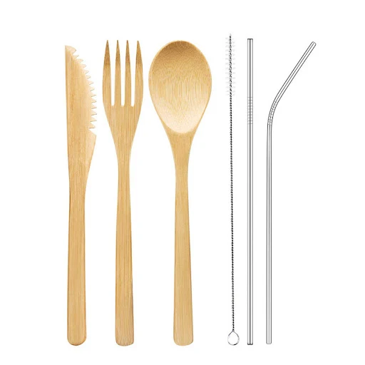 Title 5, Portable Travel Bamboo Cutlery Cutlery Stainles...
