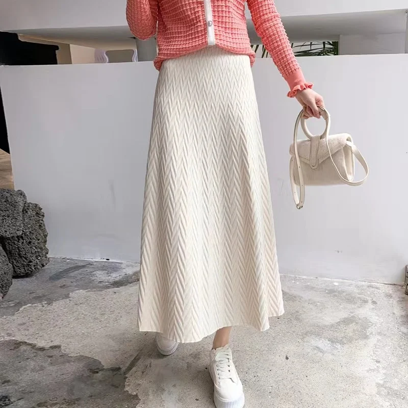 Franse stijl retro elegante gebreide rok voor een chique en vrouwelijke look. Comfortabel en veelzijdig, perfect voor elke gelegenheid. Tijdloos design. — foto 16