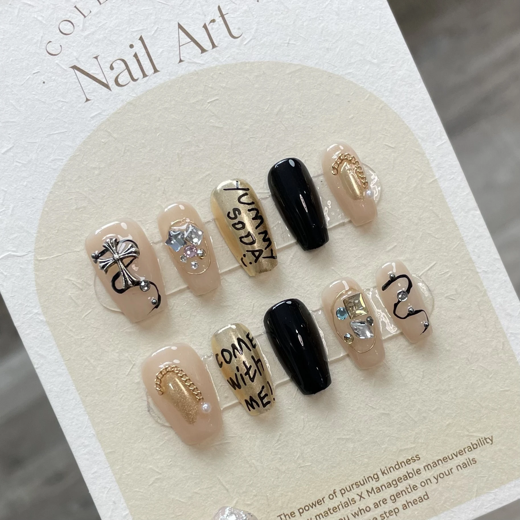 Handmade Real Shot Nail Stickers Fake Removable Finished UV Patch for perfect nails. Easy application, long lasting wear — photo 41