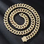 Corrente Cubana 13mm com Fivela de Mola e Diamantes, Liga Metálica — Colar e Pulseira Radiantes para um Visual Sofisticado e Impactante. — foto 32