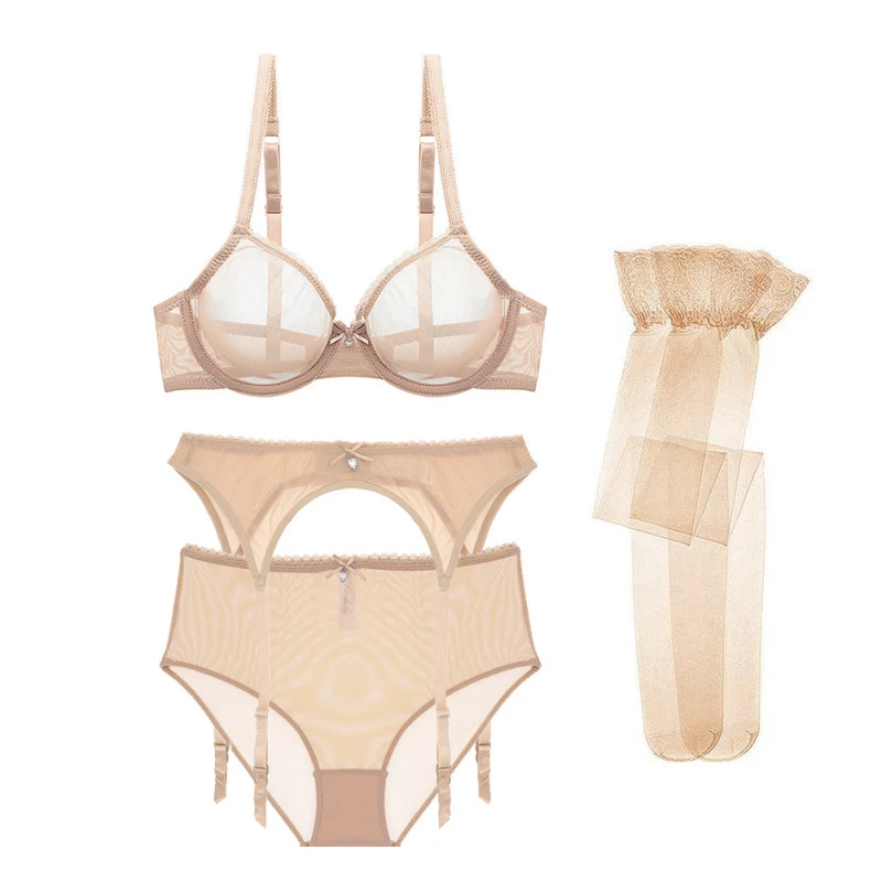 Lace garter belt, bra, and stocking set. Enhance your silhouette and feel confident and alluring with this elegant and c — photo 4