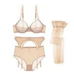 Lace garter belt, bra, and stocking set. Enhance your silhouette and feel confident and alluring with this elegant and c — photo 4