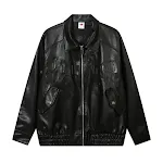 Solid color PU leather coat for men. A stylish and durable jacket perfect for a modern and casual look, suitable for var — photo 21