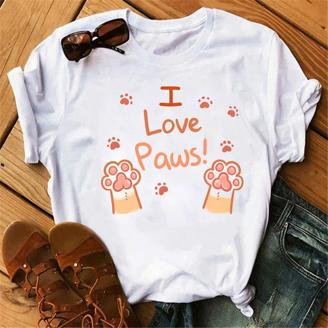 New Foreign Trade European And American Love Paw Women's Printed Short-sleeved Round Neck T-shirt For Women — photo 14