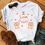 New Foreign Trade European And American Love Paw Women's Printed Short-sleeved Round Neck T-shirt For Women — photo 14