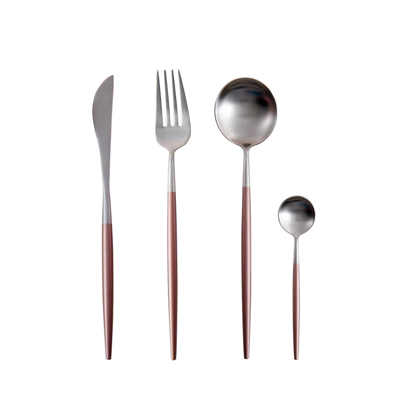 Conjunto de talheres com cabo prata preto prata, duas ou três peças, design elegante para refeições sofisticadas e duradouras. — foto 16