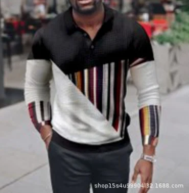 Men's Chain Pattern Zipper Polo DZ Elevate your style with this comfortable and stylish polo shirt. Perfect for a casua — photo 4