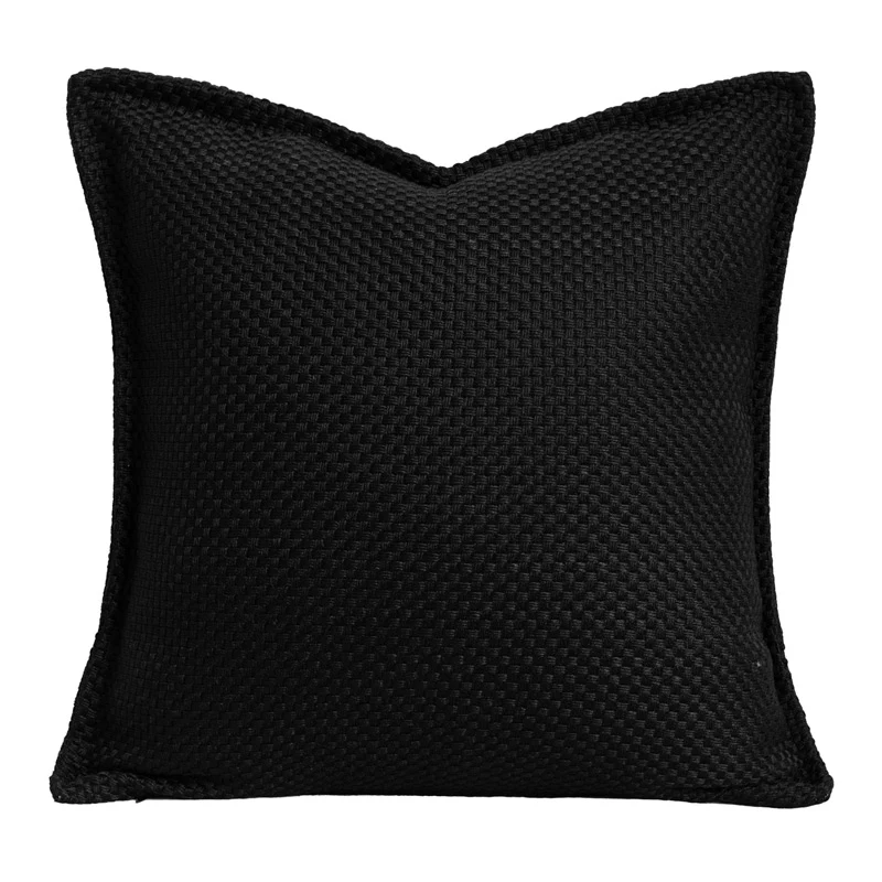 Coussin de canapé noir et blanc, coton, chanvre tissé, cuir, simple et moderne. Améliore le confort et le style de votre salon. — photo 4