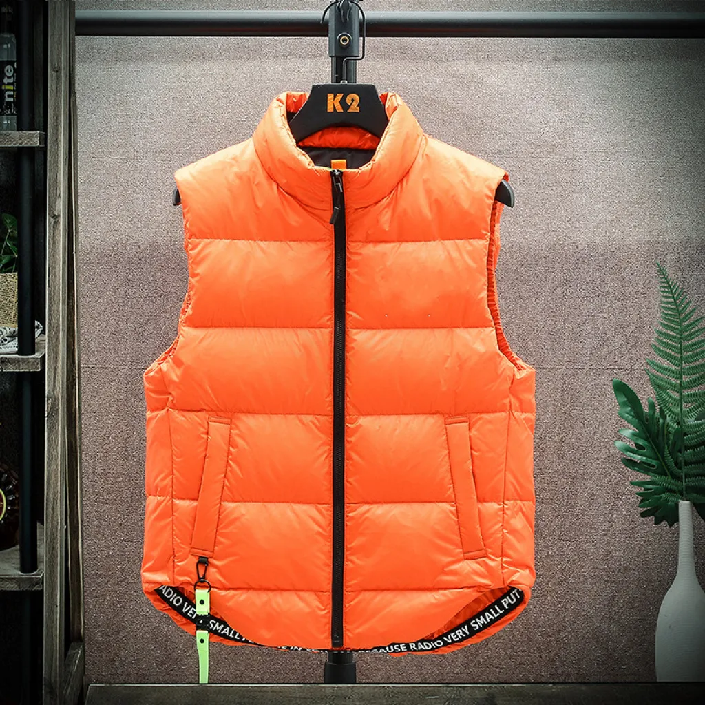 Men's Winter Down Vest Fashion All-match Stand-collar Sleeveless Jacket Solid Thickened Tank Outerwear Clothing — photo 1