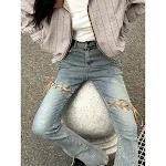 Jeans Rasgados de Mujer Estilo Calle, Acampanados con Aberturas, Tendencia Moda Frita, Perfectos para un Look Moderno y Atractivo — foto 1