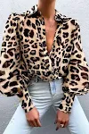 Fashion Sexy Chiffon Print See-through Bubble Long Sleeves Dress Perfect for Parties or Special Occasions Stylish and El — photo 5