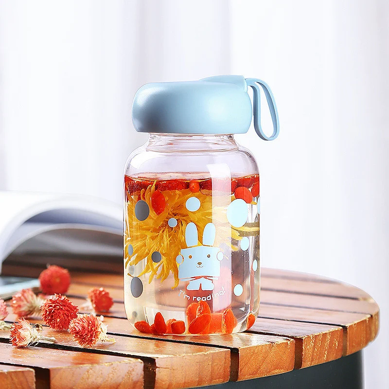 Home Portable Cute Transparent Glass Cup. A charming and convenient glass for enjoying your drinks at home or on the go, — photo 6