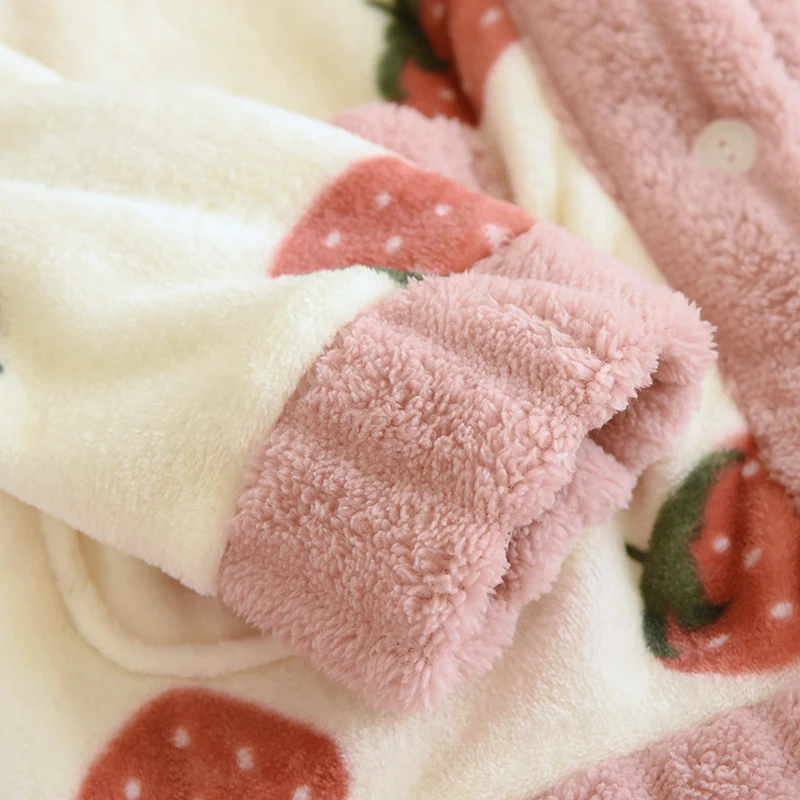 Dames Flanellen Pyjama in grote maten, Winter Dik Verdikte Thermische Coral Fleece Pak, warm en comfortabel voor thuis. — foto 6