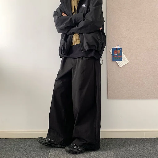 Title 5, Japanese Wide Leg Pants Solid Color Casual Loos...
