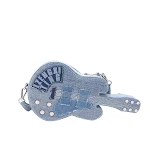 Bolsa transversal feminina criativa em forma de guitarra de jeans. Design fashion único para ombro. Leve seus pertences com estilo. — foto 2