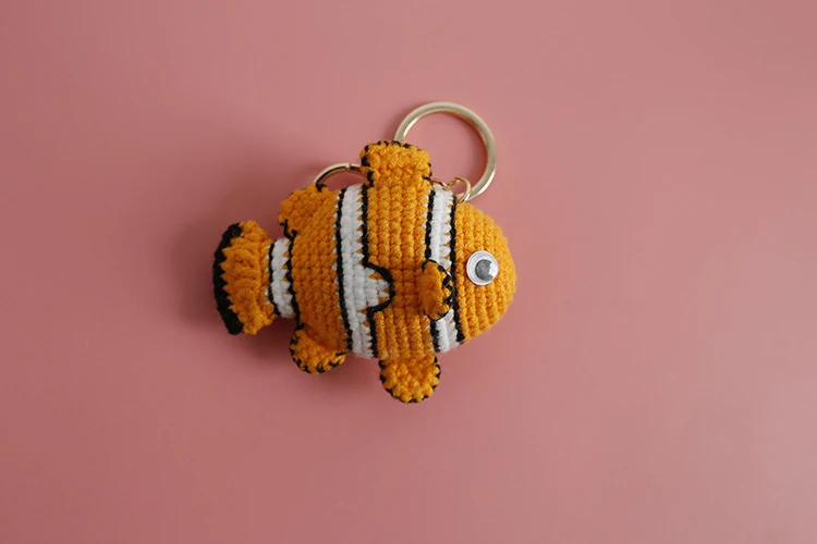 Title 3, Delicate Wool Crocheted Fish Keychain, handmade...