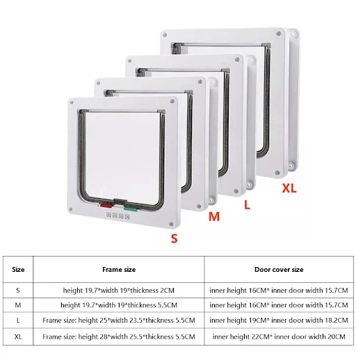 Smart Pet Door 4 Way Locking Security Lock ABS Plastic Dog Cat Flap Door Controllable Switch Direction Doors Small Pet S — photo 2